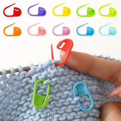 50/100/150/200pcs Mini Knitting Crochet Marker Plastic Locking Stitch Markers DIY Craft Crochet Clips For Weaving Sewing (Random Color)