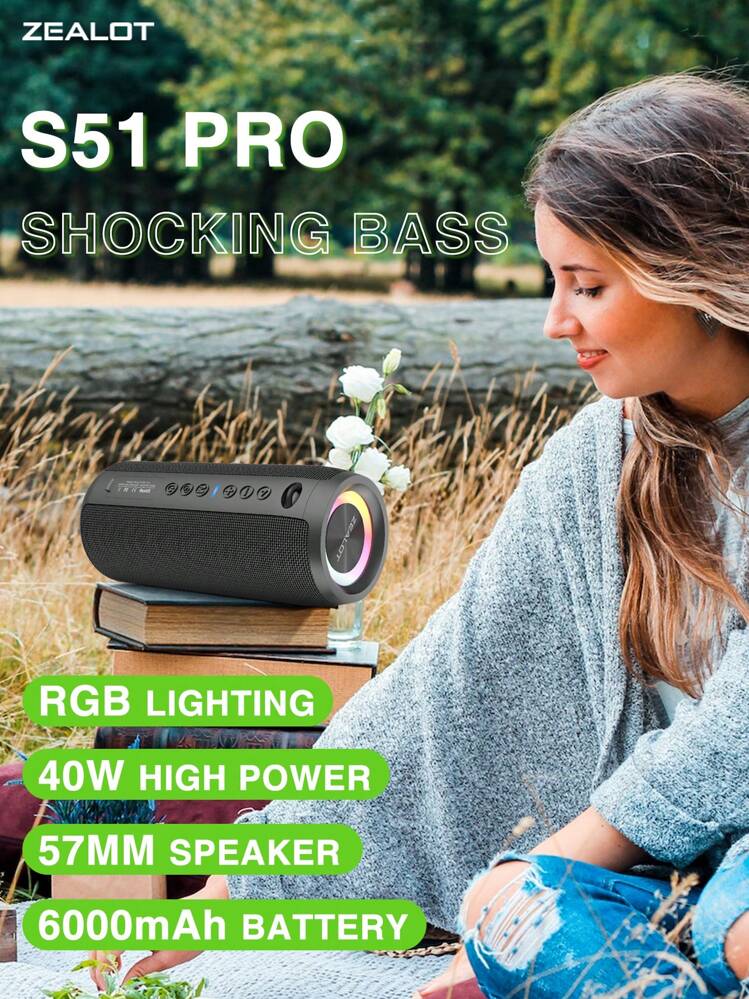 ZEALOT-S51 ポータブルワイヤレススピーカー ZEALOT S51 Powerful Bluetooth Speaker Bass Wireless Portable