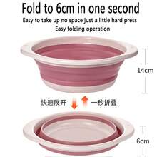 攜帶方便的可摺疊面盆,適用於洗臉、清洗蔬菜、浸腳、家居使用、多種尺寸、旅行友好 - 綠色 - 查看 10