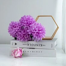 4入組人造非洲菊&奶油菊與綠葉&蒲公英球形花 - 紫色 - 查看 4