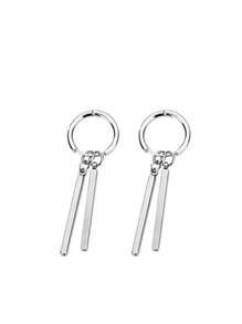 1 Paio Di Eleganti Orecchini Pendenti Rettangolari Lunghi Minimalisti E Fibbie Per Le Orecchie Adatti Per L'uso Quotidiano Da Uomo