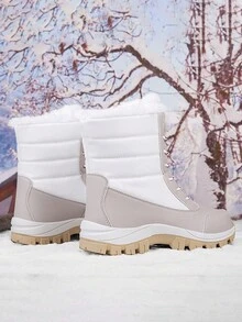 2023新款時尚保暖厚柔毛雪地靴,防水防滑耐磨高筒冬季舒適保暖 - 白色 - 查看 5