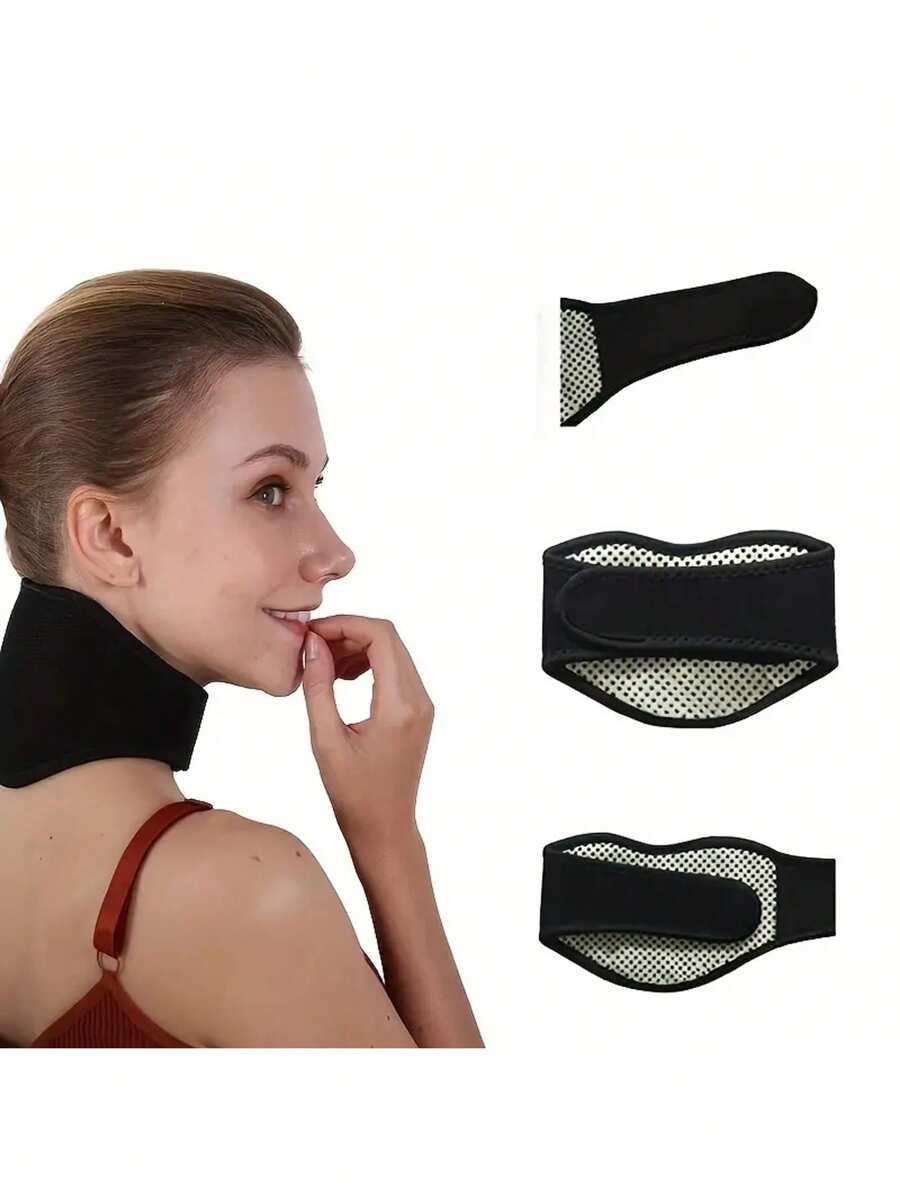 Self-heating neck support with neck bracket and warm tourmaline support magnetic neck protector - Black - View 1