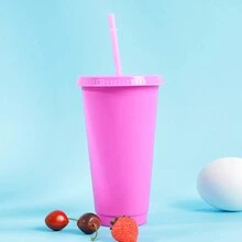 1pc/5pcs/6pcs/10pcs, 710ml/24oz,500ml/16oz Reusable Plastic Cup With Lid And Straw, Reusable Coffee Cup For Hot And Cold Drinks,Suitable For Drinking Water, Milk - Green - View 10