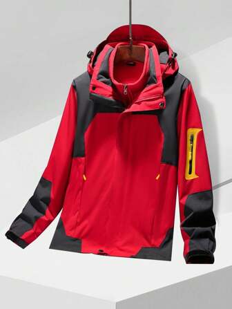 Men's Outdoor 3-In-1 Hooded Sport Jacket, With Multiple Colors & Detachable Design, Ideal For Hiking & Trekking Gym Clothes Men