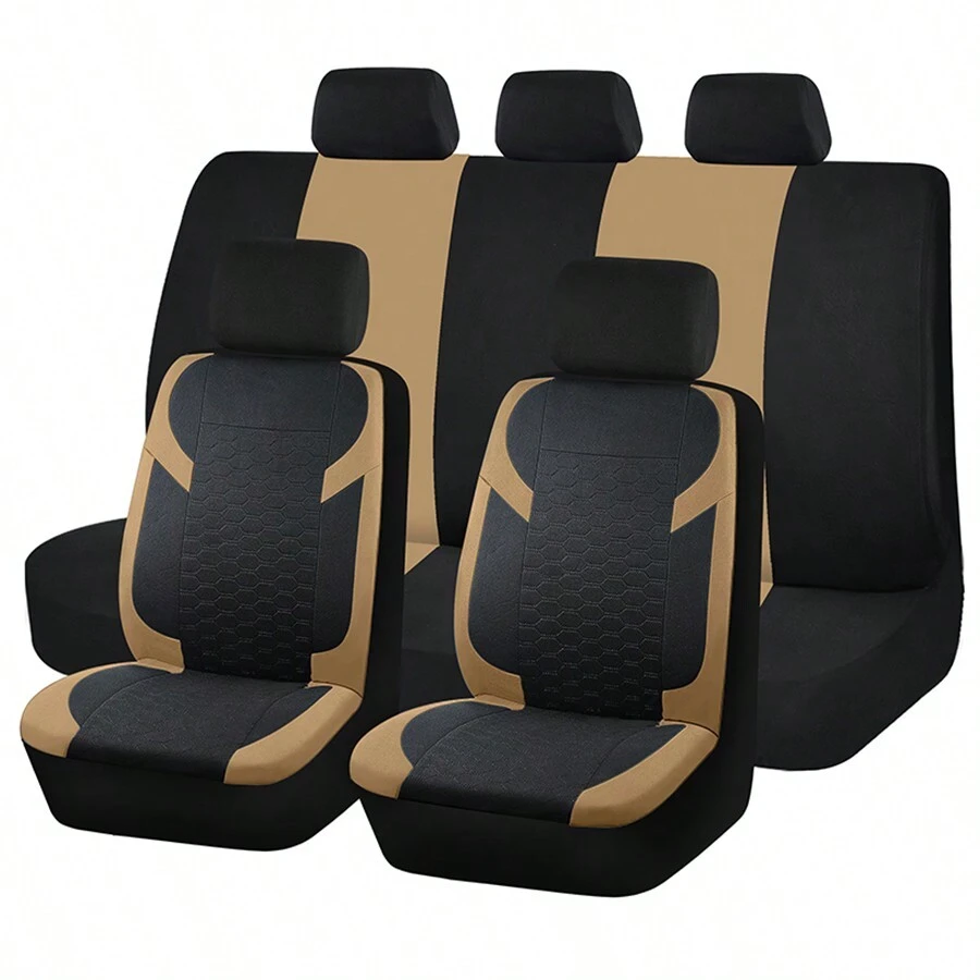 9pcs Bộ Màu be Ghế ô tô bìa Đối với phụ nữ Túi hơi Tương thích 9pcs Bộ phổ cập Phù hợp Xe thùng Xe tải Ô tô/xe hơi SUV Đệm ngồi Người bảo vệ - Màu be - Xem 1