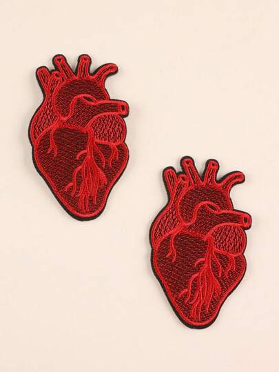 Aplicación De Parche De Bordado Para Diy Decoración De Ropa, Pantalones, Sombrero, Bolso, Zapatos, Funda De Móvil, Incluidos 2 Parches Para Planchar En Forma De Corazón Rojo