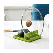 1pc Tableware Holder And 4pcs Dining Table Heat Insulation Pads, Utensil Rack Spoon Rest Kitchen Tool Suitable For Pot Cover And Ladle - Multicolor - View 2