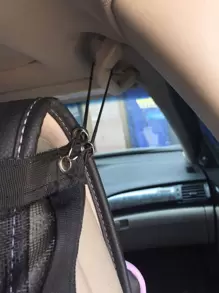 1 件汽车宠物防护网，狗防护屏障，防止宠物打扰后座，4 根悬挂绳和 2 根可调节绳，黑色 - 黑色 - 查看 5