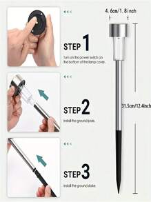 1/8/10入組戶外太陽能景觀草坪燈，不銹鋼LED防水戶外燈，太陽能花園燈，適用於小徑、露台、花園、草坪、甲板和車道 - 白色 - 查看 9