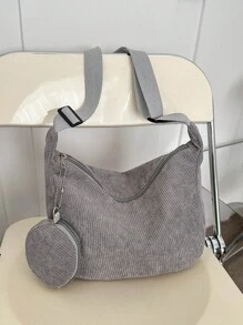Đúng mốt Màu thuần Giải trí Đáng yêu 2 Miếng Túi đeo chéo - Xám - Xem 1