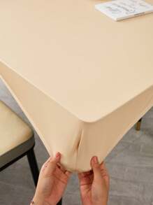 1 khăn trải bàn chống thấm nước, màu trơn, nhẹ, sang trọng, chống dầu, thích hợp cho bàn ăn, bàn cà phê, bàn làm việc, chống bụi, có thể giặt được, màu be - Màu be - Xem 6