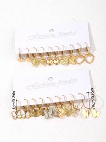 10 đôi bông tai hình trái tim và bướm cho ngày lễ tình nhân - Vàng - Xem 3