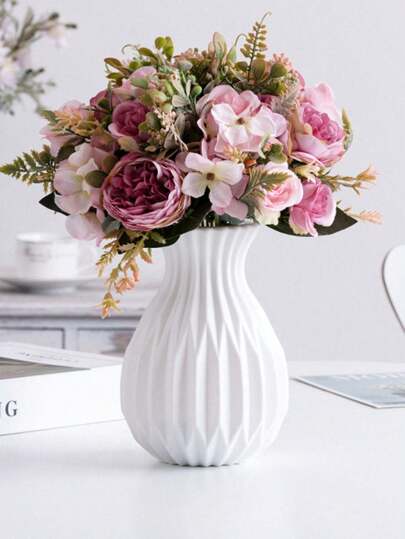 1Pc Moderne Plastic Flower Vase, Unbreakable Wit Vase Pampas Grass, Nordic Minimalist Home Aesthetic Room Living Room, Office, Bedroom Centerpiece Tafel ation, Perfect Halloween Glass view 6