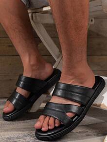 高端時尚商務男士拖鞋 - 黑色 - 查看 2