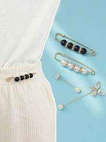 10pcs Women's Anti-Slip Brooch Waist Buckle Adjust Skirt Waist Tightness, Fixed Clothing Neckline Corsage Decorative Buckle Excludes The Card. - White - View 23