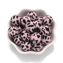 10入組15mm繽紛彩色矽膠水轉印珠子,豹紋和迷彩圖案 - 彩色 - 查看 24