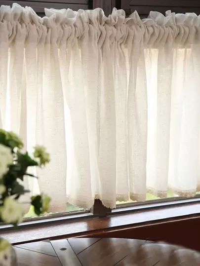 1 件韩式/日式亚麻薄纱窗帘，装饰窗纱