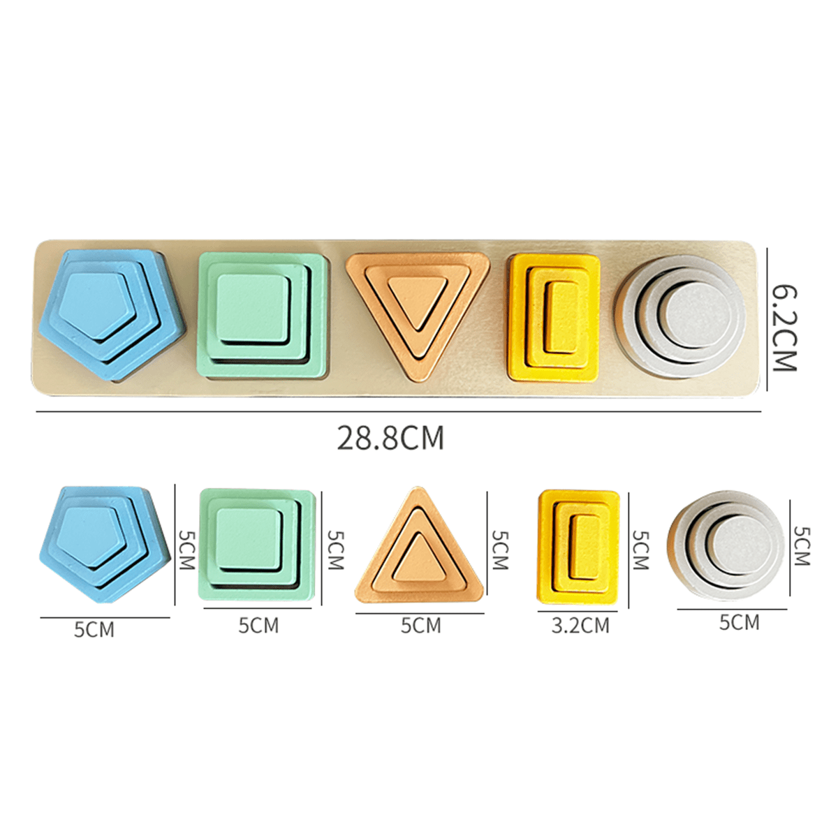 Geometric Shape Matching Set Of Columns Building Blocks Toys Montessori