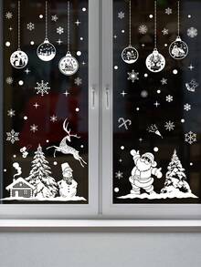 Xuyên biên giới Giáng sinh Tĩnh điện Hình dán Đối với Với Trắng Tuần lộc , Bông tuyết , Hình cầu Đồ trang trí - trắng - Xem 3