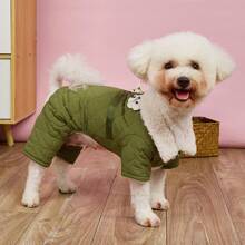Fashionable Pet Four-legged Coat, Thick Windproof Warm Knitted Jacket With Teddy Dog Fur Collar, For Cats And Dogs Winter Clothing - Green - View 15