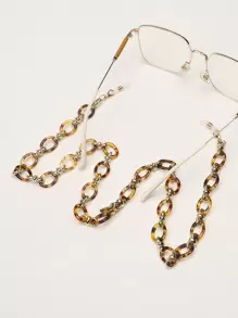Street 1pc Unisex Leopard Print Black & Orange Acrylic Glasses Chain Glasses Accessories For Women - Multicolor - View 2