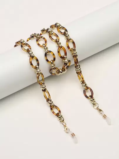 街头单件男女通用豹纹印花黑色和橙色亚克力眼镜链眼镜配件女士