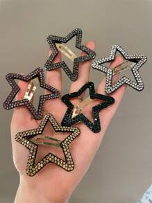 5pcs Ladies' Rhinestone Inlaid Star Shaped Hair Clips For Hair Styling And Decoration Street,Y2k Claw Clips Hair Claws Hair Barrettes, School Stuff, Head Accessories, Party, Hair Accessories For Women - Multicolor - View 8