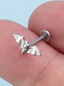 1pc Stainless Steel 3d Bat Shaped Labret Lip Ring Body Piercing Jewelry For Women At Festival Party - Silver - View 13
