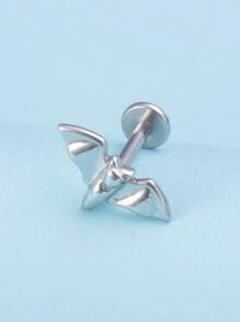 1pc Stainless Steel 3d Bat Shaped Labret Lip Ring Body Piercing Jewelry For Women At Festival Party - Silver - View 5