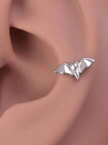 1pc Stainless Steel 3d Bat Shaped Labret Lip Ring Body Piercing Jewelry For Women At Festival Party - Silver - View 7