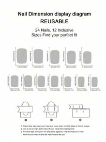 24入組黑色水晶貓眼假指甲，方形亮片全覆蓋壓克力假指甲，適用於女士日常聚會膠貼型指甲，美甲用品 - 黑色 - 查看 4