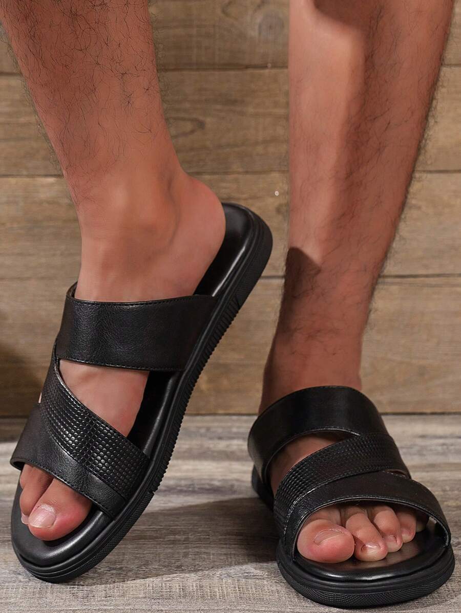 Spring To Summer High-End Fashion Business Men's Slippers - Black - View 1