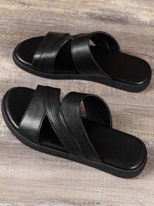 Spring To Summer High-End Fashion Business Men's Slippers - Black - View 4