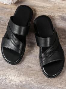 Spring To Summer High-End Fashion Business Men's Slippers - Black - View 5