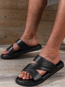 Spring To Summer High-End Fashion Business Men's Slippers - Black - View 3