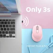 VicTsing Wireless Mouse Mini Ergonomic, 2.4G Quiet Mouse with USB Receiver, Portable Computer Mice with Independent Power Switch for Chromebook, PC - Rosa - Ver 5