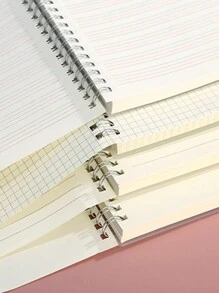 B5格線筆記本,加厚,簡約設計,大尺寸,螺旋裝訂,霧面pp封面,適用於中學和高中生 - 米色 - 查看 9