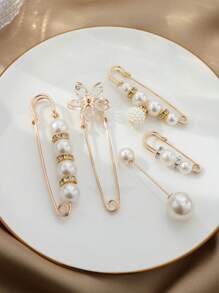 10pcs Women's Anti-Slip Brooch Waist Buckle Adjust Skirt Waist Tightness, Fixed Clothing Neckline Corsage Decorative Buckle Excludes The Card. - White - View 48