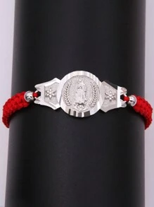 1pc Copper Weave Virgen de Guadalupe/saint Jude Decorative Bracelet Original Design, Simple & Elegant Style, Suitable For Daily Wear, Gift Giving And Praying - Red - View 6