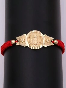 1pc Copper Weave Virgen de Guadalupe/saint Jude Decorative Bracelet Original Design, Simple & Elegant Style, Suitable For Daily Wear, Gift Giving And Praying - Red - View 5
