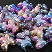 10pcs/pack 29x30mm Uv Plated Acrylic Butterfly Shaped Charm Pendant With Hole For Diy Jewelry Making - Multicolor - View 3