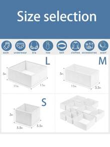 1pc Non-woven Fabric Drawer Organizer For Clothes, Foldable Closet Organizer & Baby Nursery Storage For Sorting Socks, Underwear, Bras, Belts, Ties, College Dorm Room Essentials - White - View 3