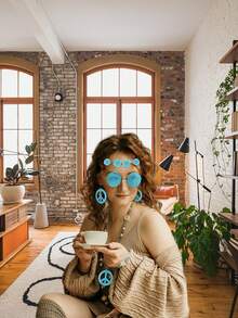 5pcs/set Light Blue Peace Sign Symbol Accessories - Baby Blue - View 4