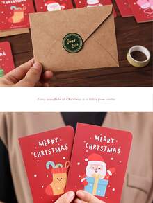 1套聖誕賀卡,diy創意可愛卡片附信封,適用於兒童和幼稚園禮物明信片 - 彩色 - 查看 7