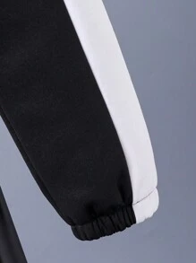 男童拼色暖色連帽衫和運動長褲 - 黑色 - 查看 6