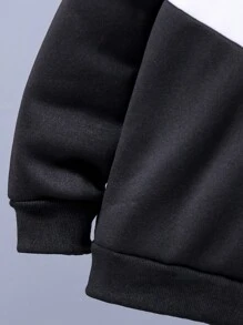 男童拼色暖色連帽衫和運動長褲 - 黑色 - 查看 4