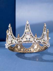 1pc Luxurious Rhinestone Crown, Perfect For Wedding, Party Or Gathering - Bronze - View 1