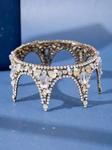 1pc Luxurious Rhinestone Crown, Perfect For Wedding, Party Or Gathering - Bronze - View 2