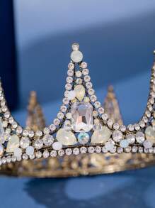 1pc Luxurious Rhinestone Crown, Perfect For Wedding, Party Or Gathering - Bronze - View 4